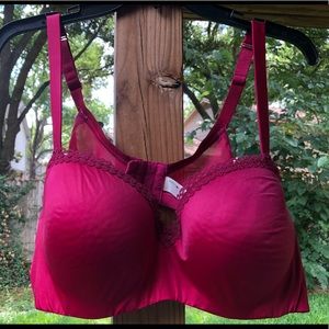 46B Wine Lace Trim Balconette Underwire Bra